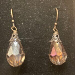 Vintage-Style Dangle Crystal Teardrop Hook Earrings